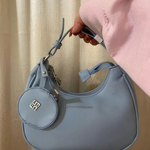 French Connection Blue Shoulder Bag with Coin Pouch - Picture 5 of 6